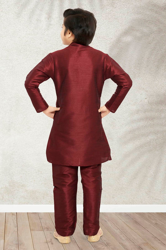 Art Banarasi Silk Solid Maroon Colour Kurta Pajama