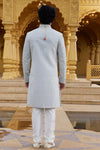 Georgette Thread Embroidery Work Gray Colour Sherwani
