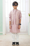 Art Silk Onion Colour Thread Embroidery Work 3 Pcs Jacket Set