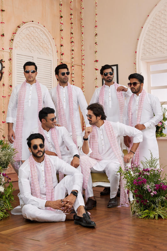 Art Silk Off White Colour Kurta Pajama With Stole