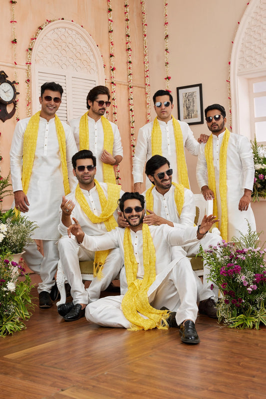 Art Silk Cream Colour Kurta Pajama With Stole