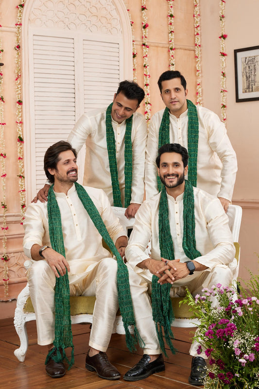 Art Silk Baige Colour Kurta Pajama With Stole