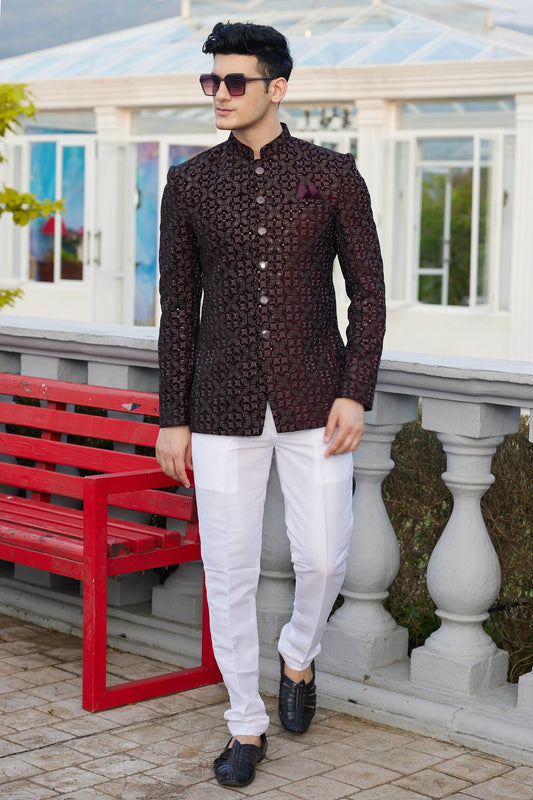 Wine Colour Velvet Jodhpuri For festival