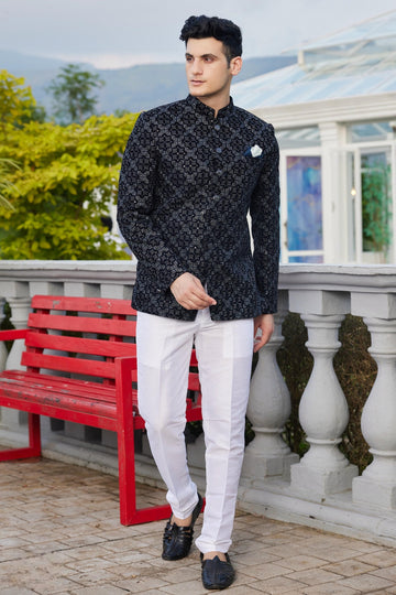 Blue Colour Velvet Jodhpuri For festival