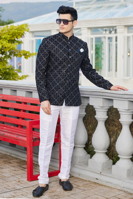 Blue Colour Velvet Jodhpuri For festival