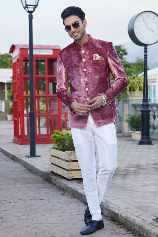 Dark Onion Colour Velvet Jodhpuri For festival