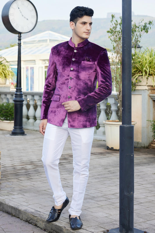 Magenta Colour Velvet Jodhpuri For festival