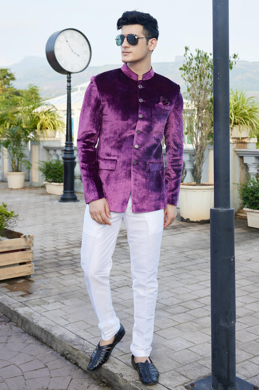 Magenta Colour Velvet Jodhpuri For festival