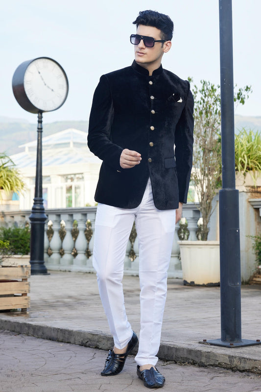 Black Colour Velvet Jodhpuri For festival