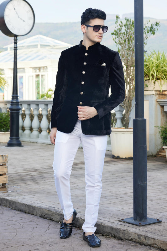 Black Colour Velvet Jodhpuri For festival