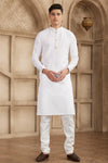 Brocade Art Silk Pintux Work Father and Son Combo In Off White Colour