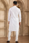 Brocade Art Silk Pintux Work Father and Son Combo In Off White Colour