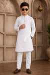 Brocade Art Silk Pintux Work Father and Son Combo In Off White Colour