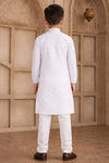 Brocade Art Silk Pintux Work Father and Son Combo In Off White Colour