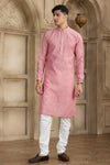 Brocade Art Silk Pintux Work Father and Son Combo In Peach Colour