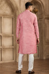 Brocade Art Silk Pintux Work Father and Son Combo In Peach Colour