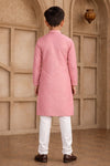 Brocade Art Silk Pintux Work Father and Son Combo In Peach Colour