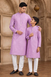 Brocade Art Silk Pintux Work Father and Son Combo In Purple Colour