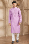 Brocade Art Silk Pintux Work Father and Son Combo In Purple Colour