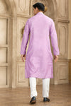 Brocade Art Silk Pintux Work Father and Son Combo In Purple Colour
