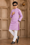 Brocade Art Silk Pintux Work Father and Son Combo In Purple Colour