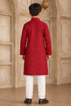 Brocade Art Silk Pintux Work Father and Son Combo In Maroon Colour