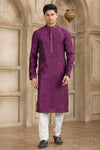 Brocade Art Silk Pintux Work Father and Son Combo In Magenta Colour