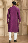 Brocade Art Silk Pintux Work Father and Son Combo In Magenta Colour