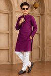 Brocade Art Silk Pintux Work Father and Son Combo In Magenta Colour