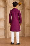 Brocade Art Silk Pintux Work Father and Son Combo In Magenta Colour