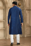 Brocade Art Silk Pintux Work Father and Son Combo In Blue Colour