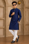 Brocade Art Silk Pintux Work Father and Son Combo In Blue Colour