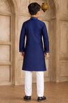 Brocade Art Silk Pintux Work Father and Son Combo In Blue Colour