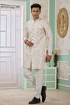 Banarasi Jacquard Father and Son Combo In Cream Colour