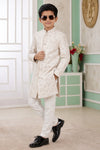 Banarasi Jacquard Father and Son Combo In Cream Colour