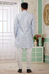 Banarasi Jacquard Father and Son Combo In Blue Colour