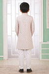 Banarasi Jacquard Father and Son Combo In Cream And Blue Colour