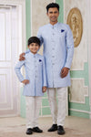 Banarasi Jacquard Father and Son Combo In Blue Colour