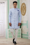 Banarasi Jacquard Father and Son Combo In Blue Colour