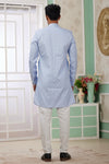 Banarasi Jacquard Father and Son Combo In Blue Colour