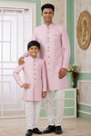 Banarasi Jacquard Father and Son Combo In Pink Colour