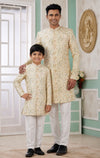 Banarasi Jacquard Father and Son Combo In Yellow Colour