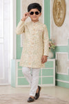 Banarasi Jacquard Father and Son Combo In Yellow Colour