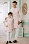 Banarasi Jacquard Father and Son Combo In Peach Colour