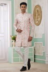 Banarasi Jacquard Father and Son Combo In Peach Colour