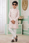 Banarasi Jacquard Father and Son Combo In Peach Colour