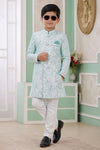 Banarasi Jacquard Father and Son Combo In Green Colour