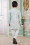 Banarasi Jacquard Father and Son Combo In Green Colour