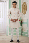 Banarasi Jacquard Father and Son Combo In Beige Colour