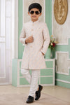Banarasi Jacquard Father and Son Combo In Beige Colour